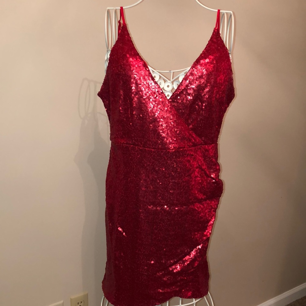 Red sequin dress